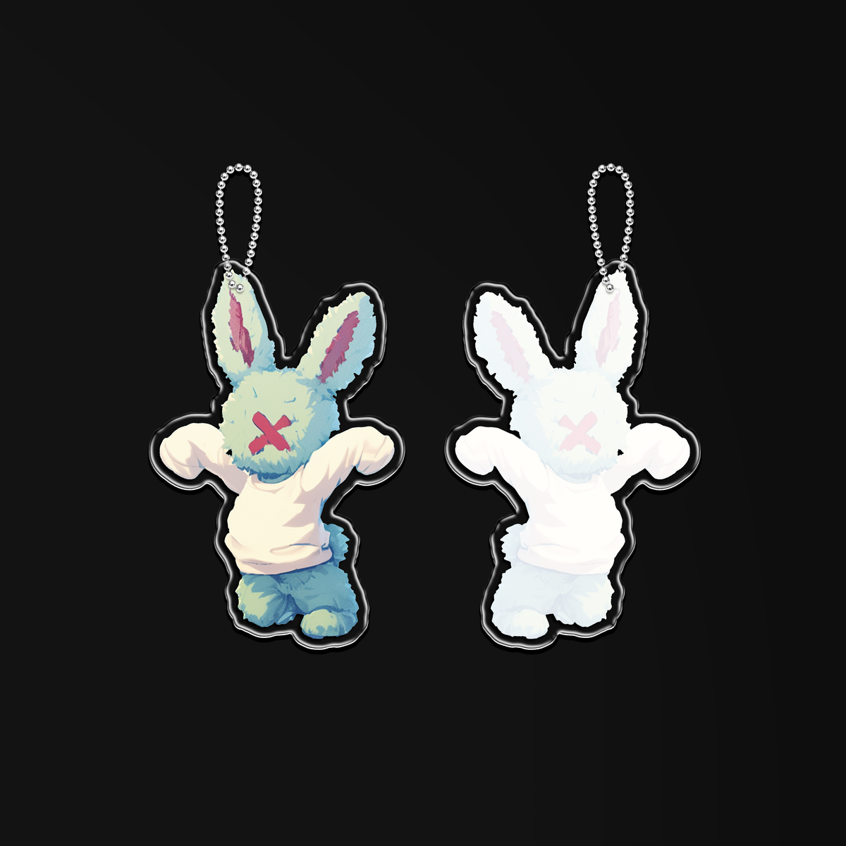Green Bunny X-Eyes Acrylic Keychain