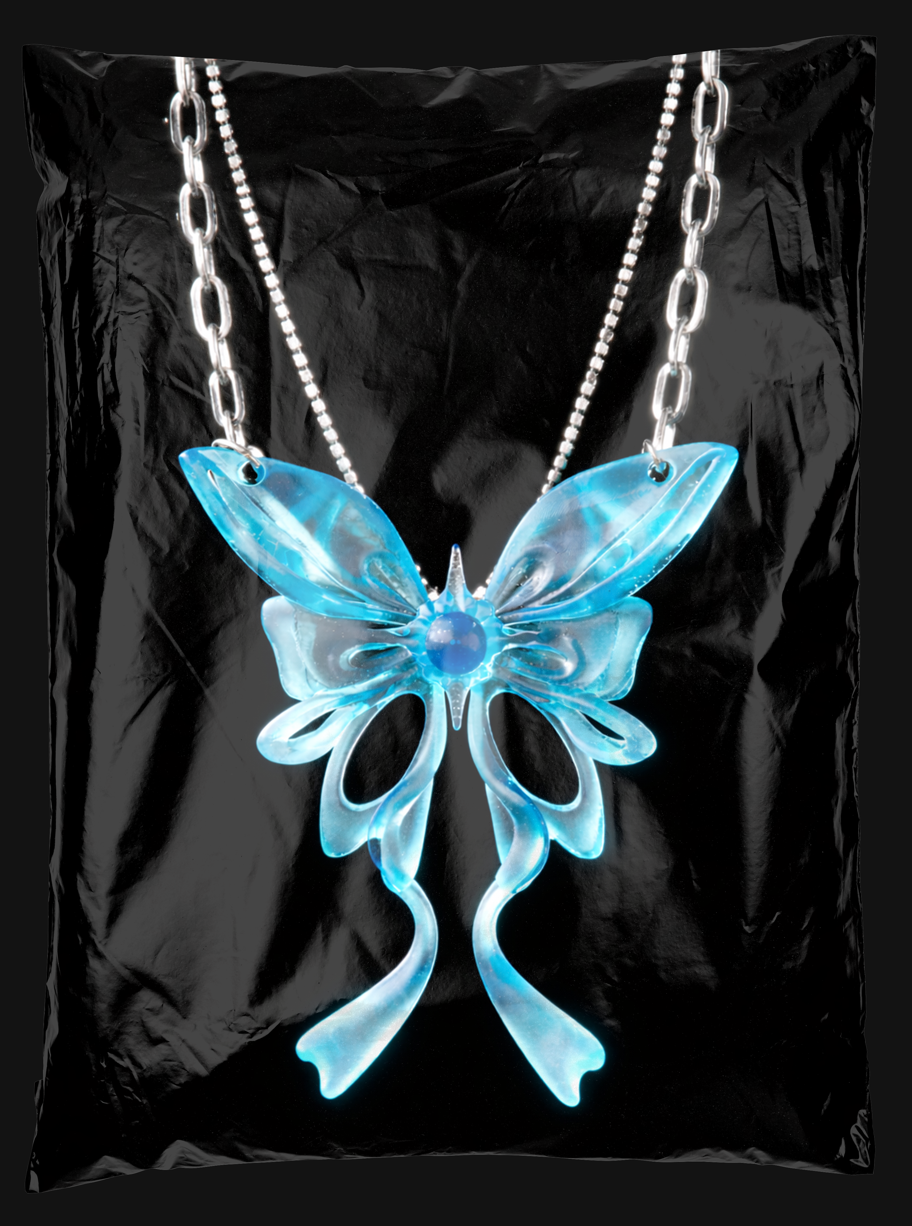 Crystal Wing Bow Necklace