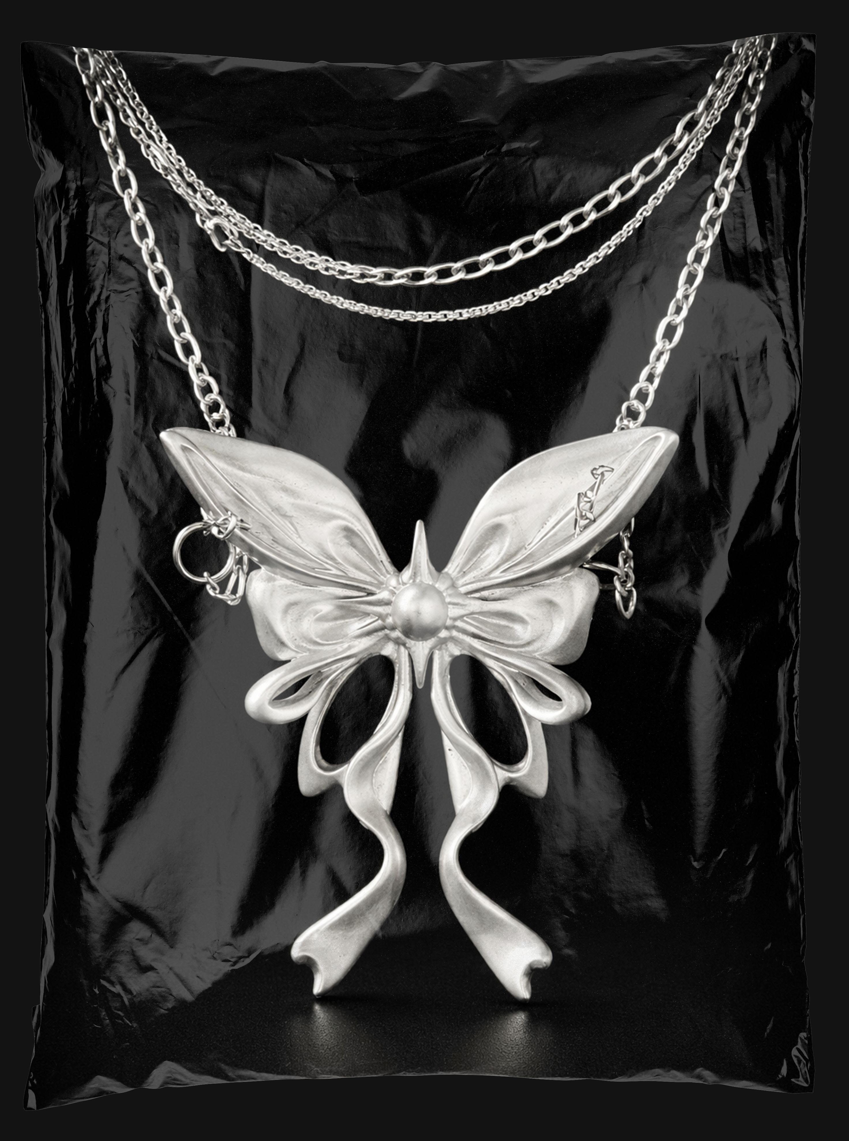 Iron Wing Bow Necklace