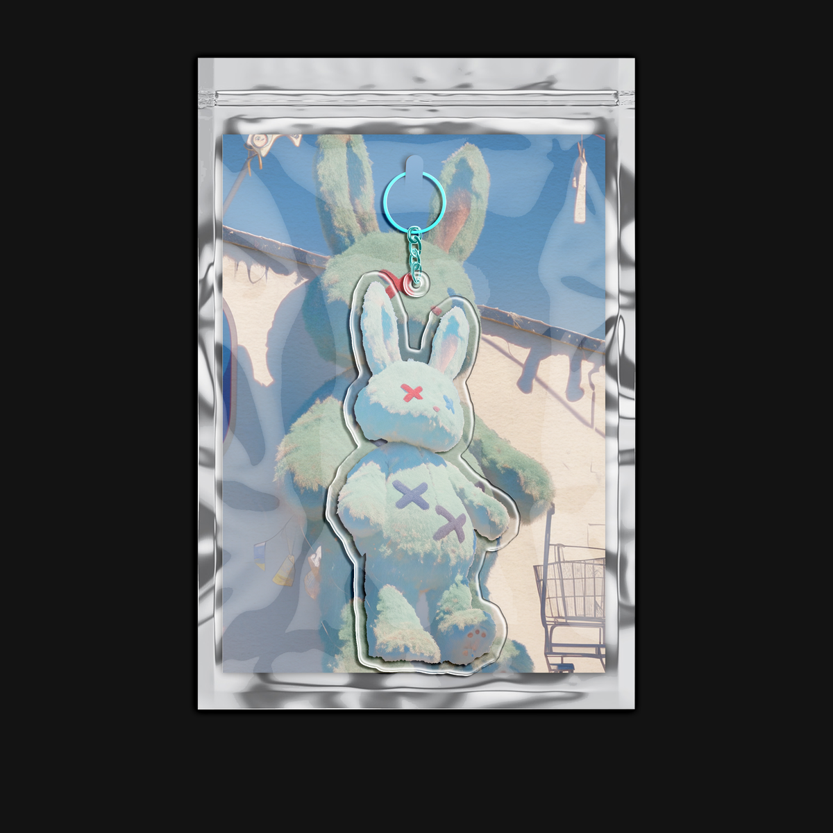 Standing Green Bunny Acrylic Keychain