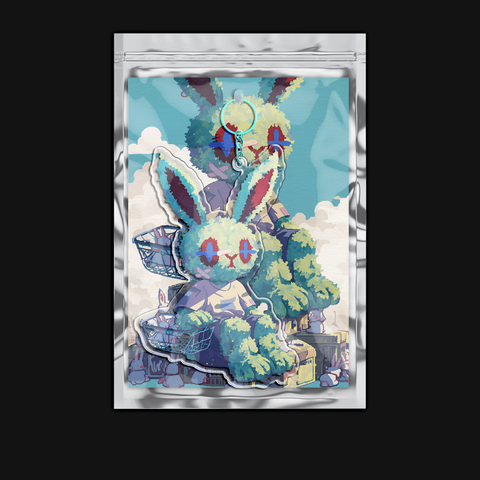 Green Bunny Shopper Acrylic Keychain